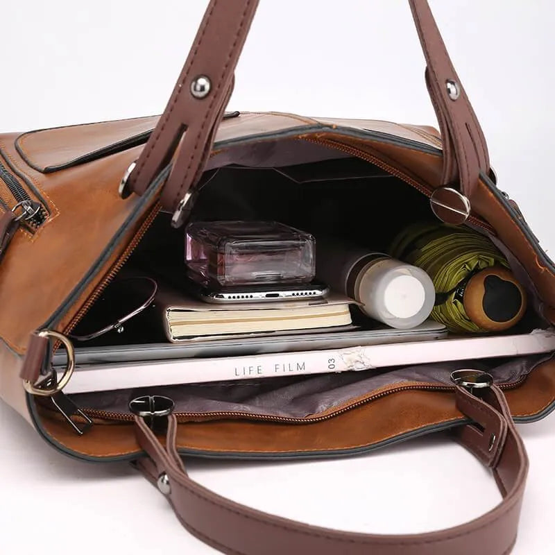 Elegant leather hand & shoulder bag