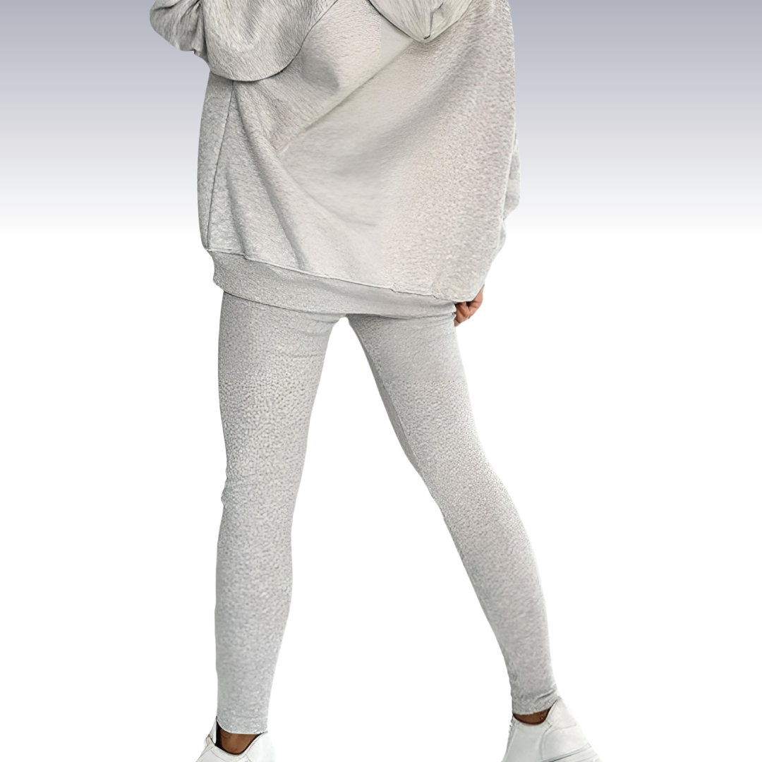 Comfortable 3-piece fall set - hoodie with buttons, shirt and leggings