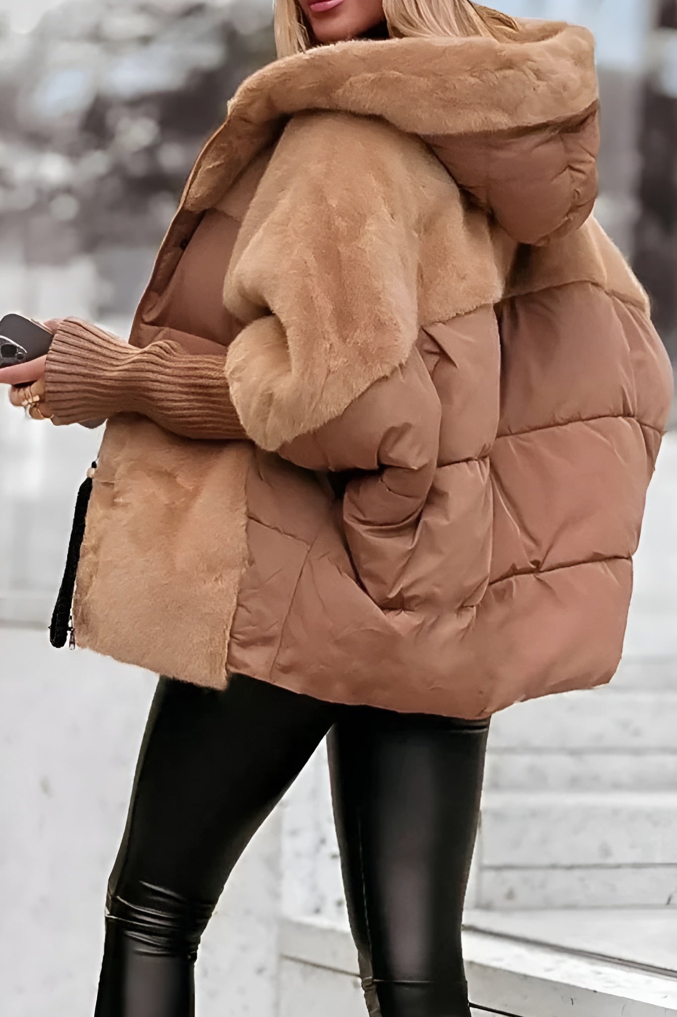 Luxury winter jacket with fur details