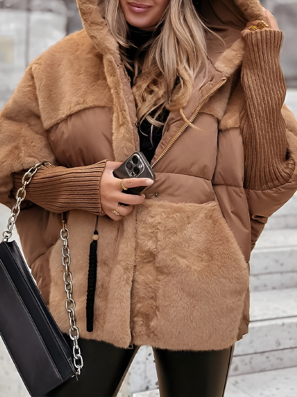 Luxury winter jacket with fur details