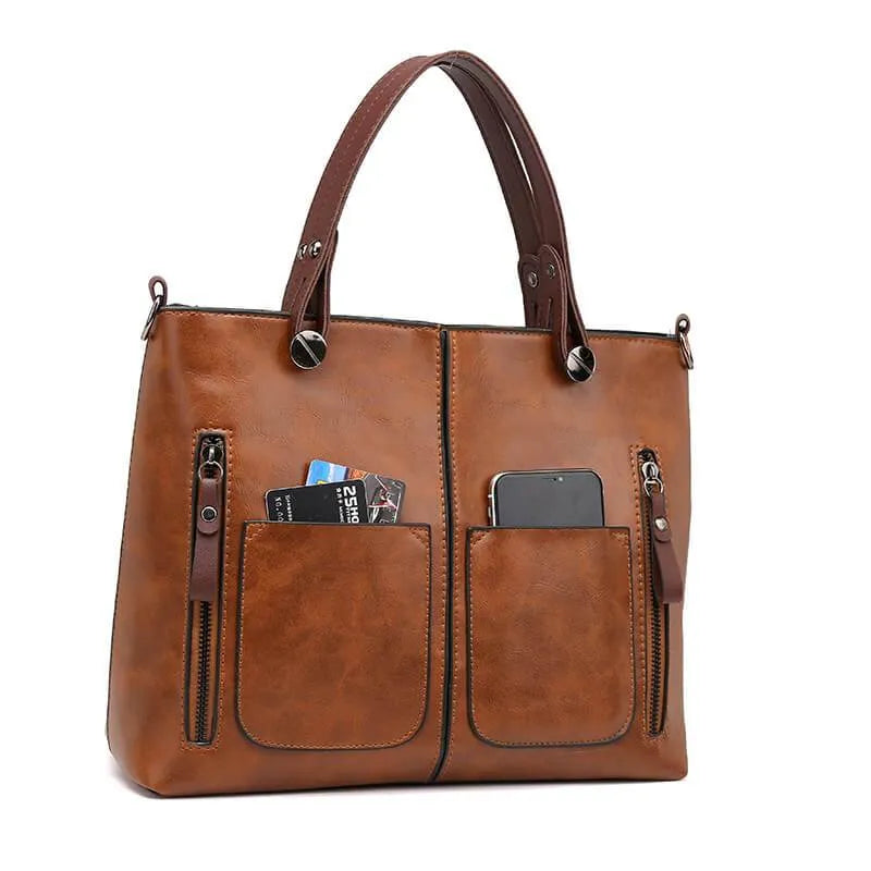 Elegant leather hand & shoulder bag