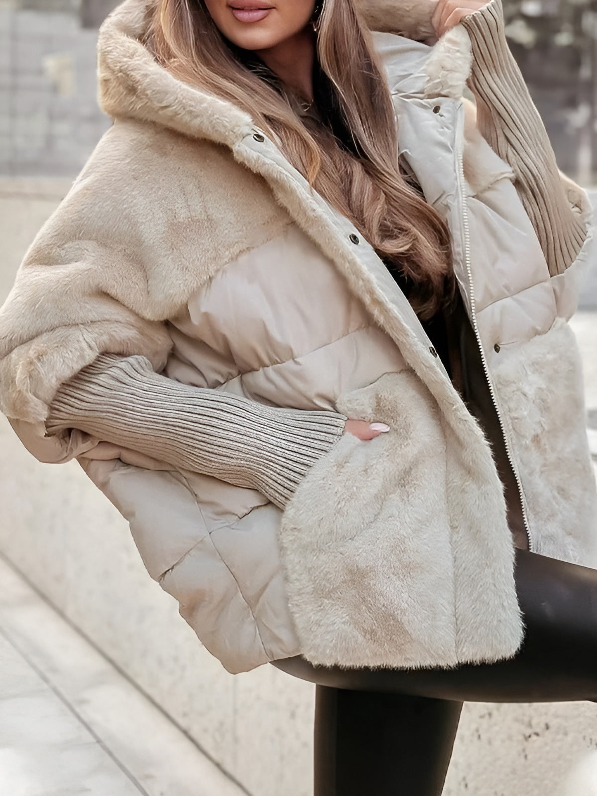 Luxury winter jacket with fur details