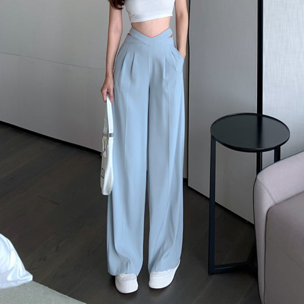 Elegance trousers with wide leg and high waist