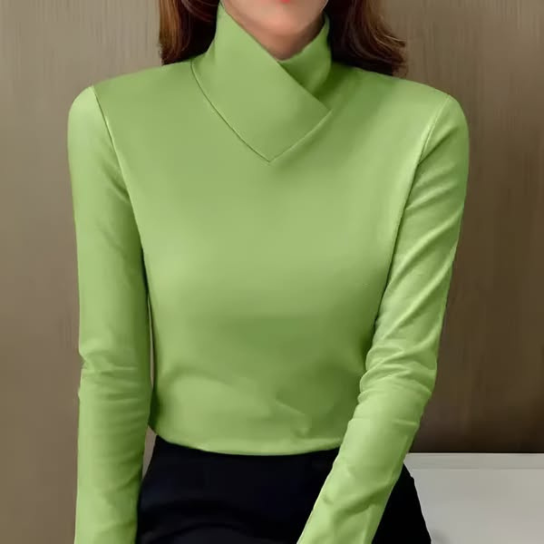 Asymmetric chic turtleneck sweater