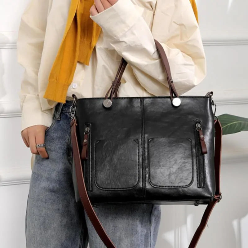 Elegant leather hand & shoulder bag