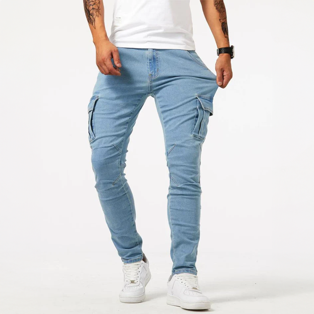 Stretch cargo jeans for men