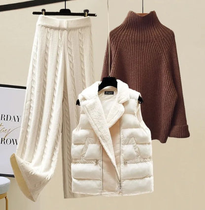 Luxurious cashmere knit set (trousers, sweater and vest)