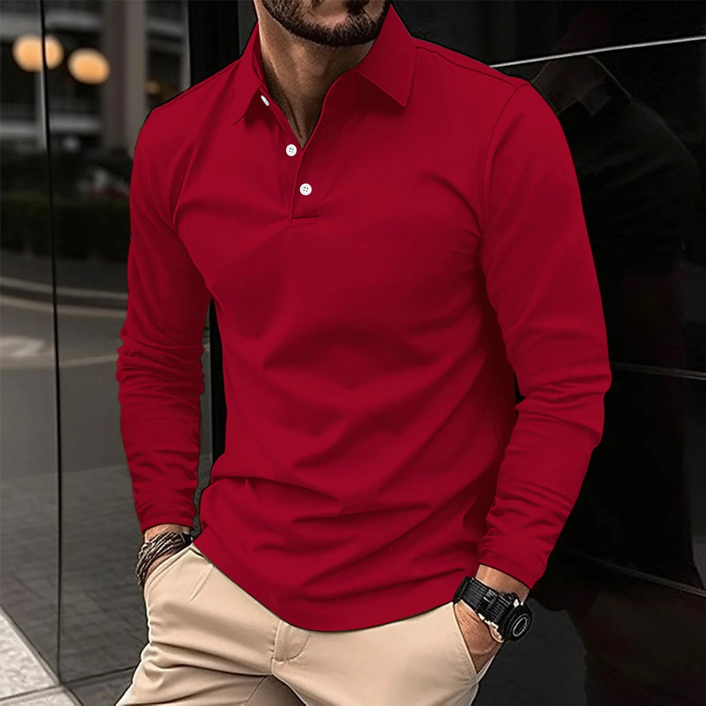 Modern long sleeve polo