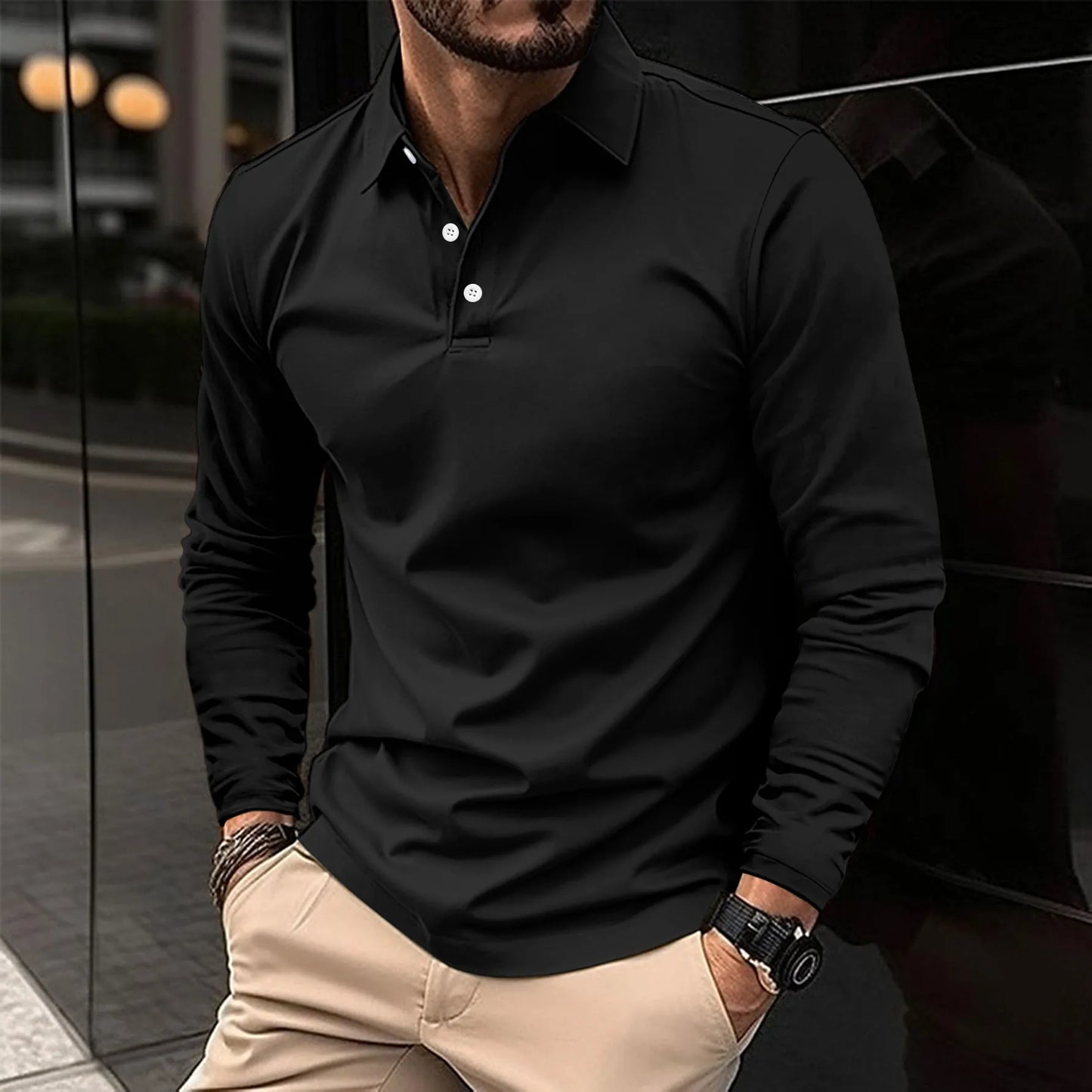 Modern long sleeve polo