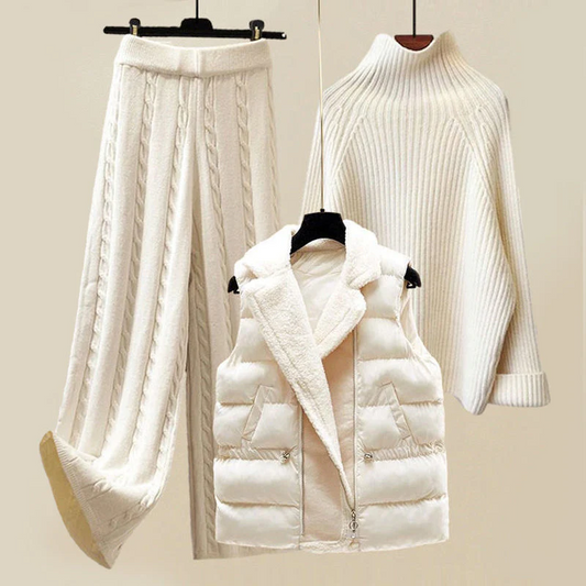 Luxurious cashmere knit set (trousers, sweater and vest)